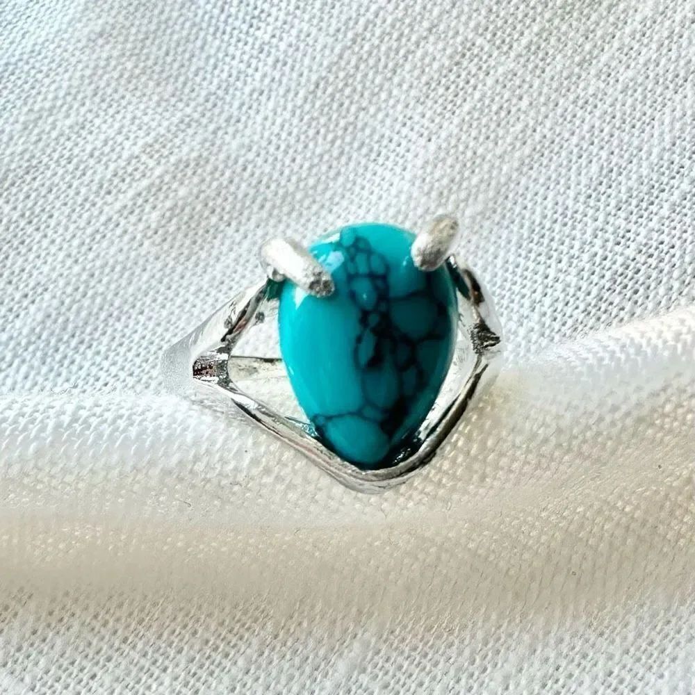 Pear faux turquoise ring size 9